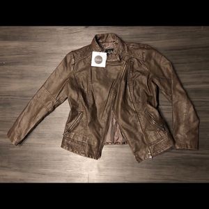 Faux leather moto jacket